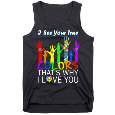 See Your True Colors Autism Puzzle Hands Tank Top