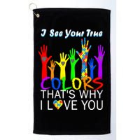 See Your True Colors Autism Puzzle Hands Golf Towel