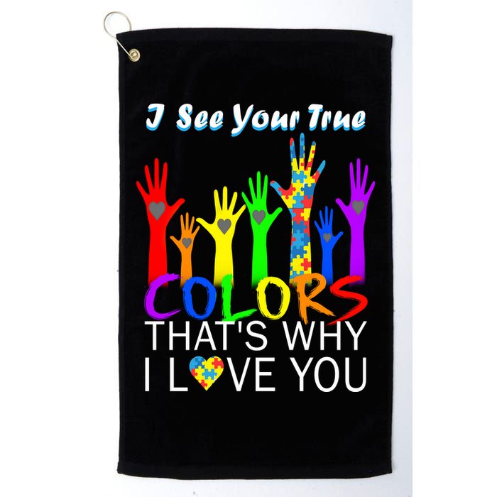 See Your True Colors Autism Puzzle Hands Golf Towel