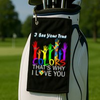 See Your True Colors Autism Puzzle Hands Golf Towel