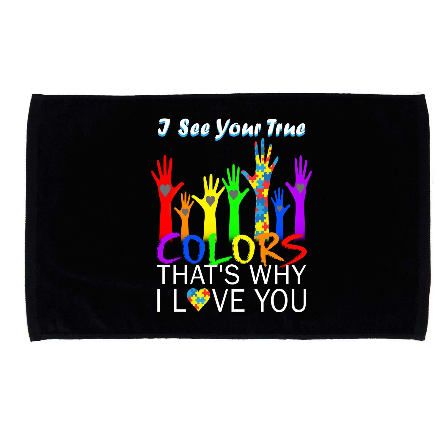 See Your True Colors Autism Puzzle Hands Microfiber Hand Towel