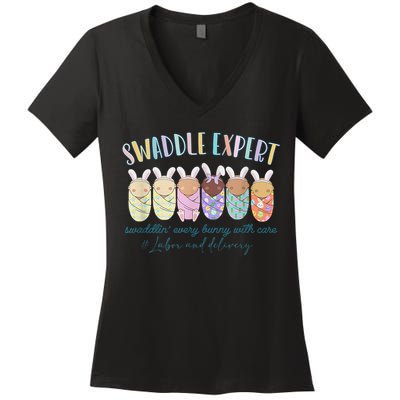 Swaddle Expert Easter Bunny Labor And Delivery Nurse Nicu Women's V-Neck T-Shirt