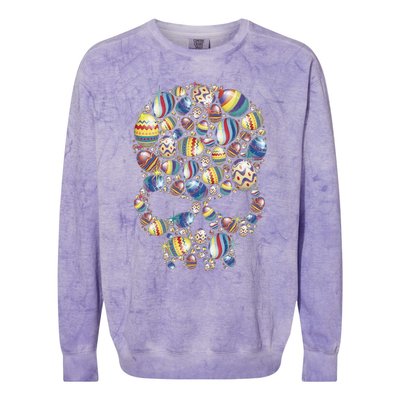 Skull Easter Eggs Skull Made Of Easter Eggs Bunny Colorblast Crewneck Sweatshirt