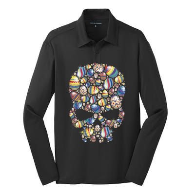 Skull Easter Eggs Skull Made Of Easter Eggs Bunny Silk Touch Performance Long Sleeve Polo