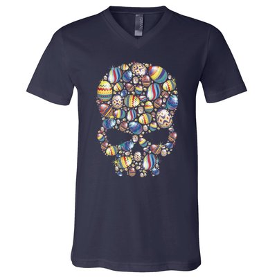 Skull Easter Eggs Skull Made Of Easter Eggs Bunny V-Neck T-Shirt