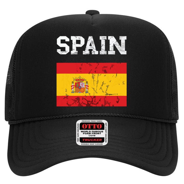 Spain Espana Espanol Spanish Flag Spain Trip Tourist High Crown Mesh Back Trucker Hat