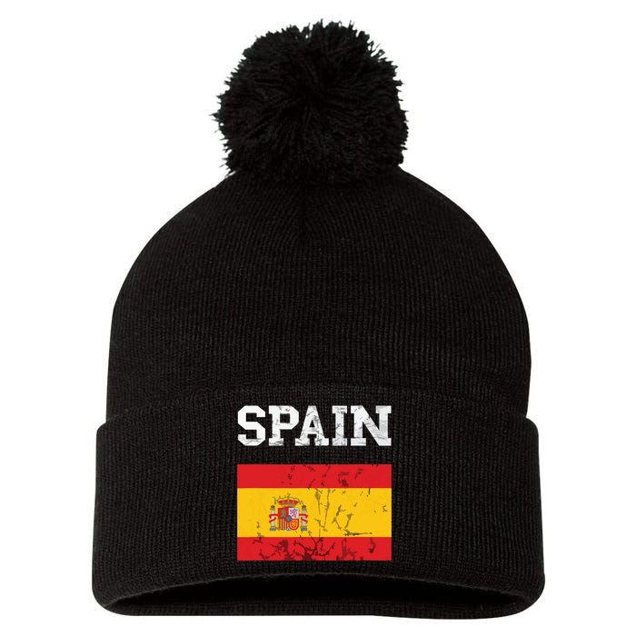 Spain Espana Espanol Spanish Flag Spain Trip Tourist Pom Pom 12in Knit Beanie