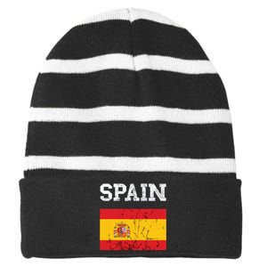 Spain Espana Espanol Spanish Flag Spain Trip Tourist Striped Beanie with Solid Band