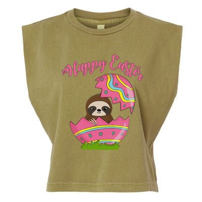 Sloth Easter Egg Happy Graphic,, Women Garment-Dyed Women's Muscle Tee