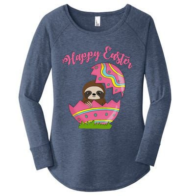 Sloth Easter Egg Happy Graphic,, Women Women's Perfect Tri Tunic Long Sleeve Shirt