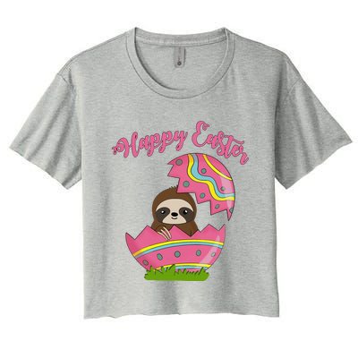 Sloth Easter Egg Happy Graphic,, Women Women's Crop Top Tee