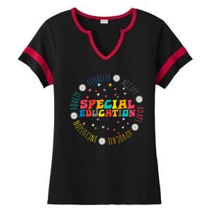 Special Education Equality Cute Ladies Halftime Notch Neck Tee