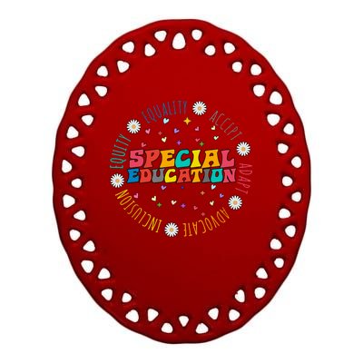 Special Education Equality Cute Ceramic Oval Ornament