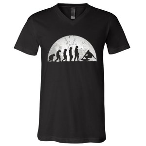 Surfing Evolution Evolution Of Man Surfer V-Neck T-Shirt