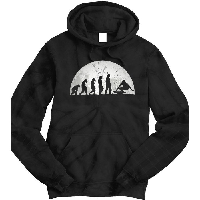 Surfing Evolution Evolution Of Man Surfer Tie Dye Hoodie