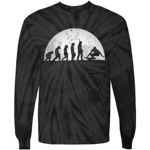 Surfing Evolution Evolution Of Man Surfer Tie-Dye Long Sleeve Shirt