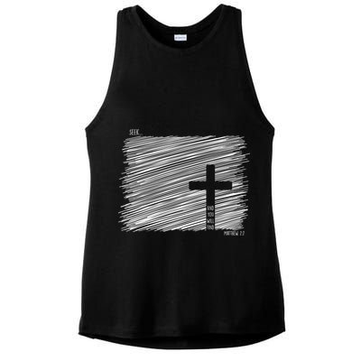 Seek And You Will Find Matthew 7:7 Ladies PosiCharge Tri-Blend Wicking Tank