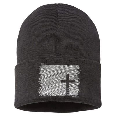 Seek And You Will Find Matthew 7:7 Sustainable Knit Beanie