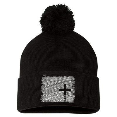 Seek And You Will Find Matthew 7:7 Pom Pom 12in Knit Beanie