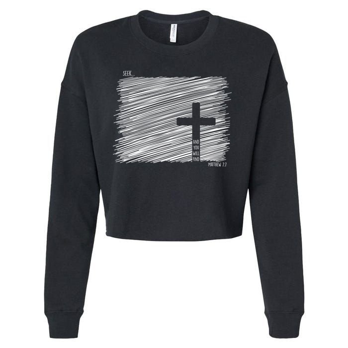 Seek And You Will Find Matthew 7:7 Cropped Pullover Crew