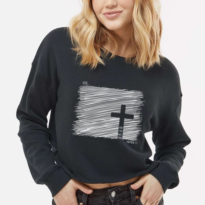 Seek And You Will Find Matthew 7:7 Cropped Pullover Crew