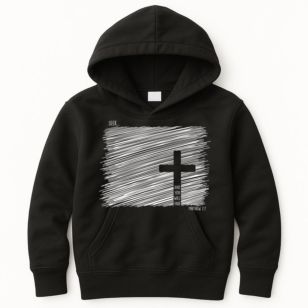 Seek And You Will Find Matthew 7:7 Kids Hoodie