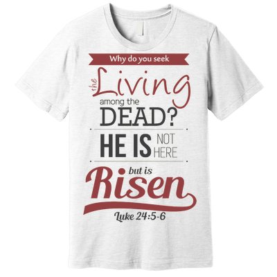 Seek Living Among Dead He Is Risen Jesus Premium T-Shirt