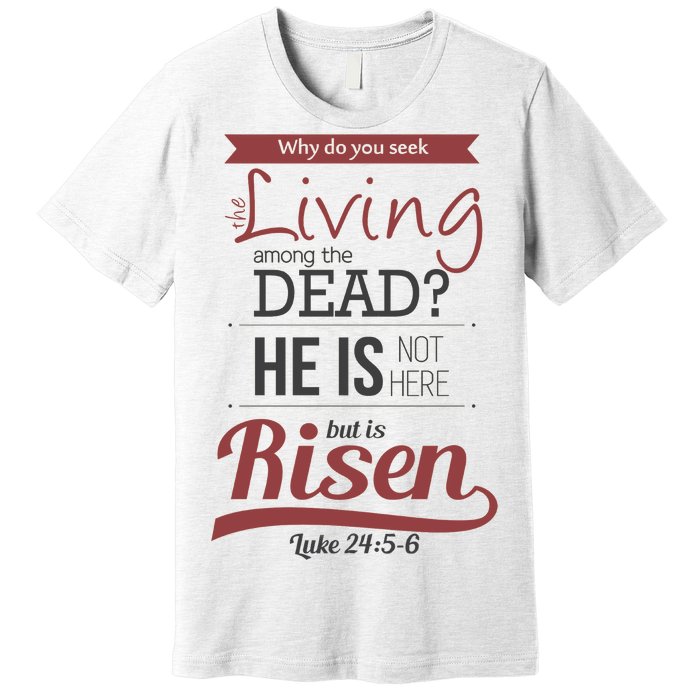 Seek Living Among Dead He Is Risen Jesus Premium T-Shirt