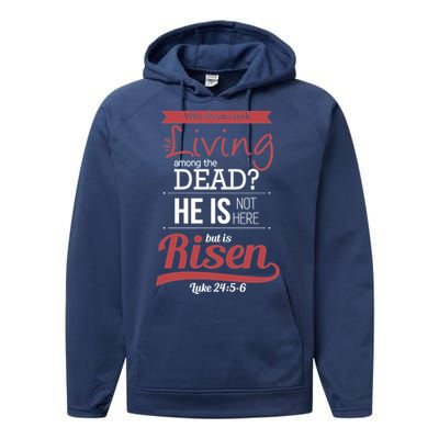 Seek Living Among Dead He Is Risen Jesus Performance Fleece Hoodie