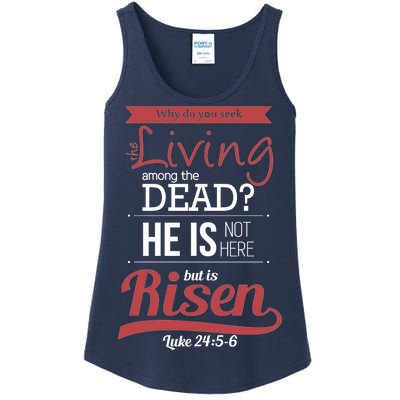 Seek Living Among Dead He Is Risen Jesus Ladies Essential Tank