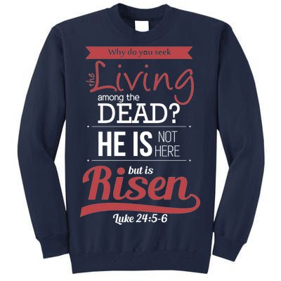 Seek Living Among Dead He Is Risen Jesus Tall Sweatshirt