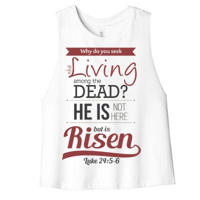 Seek Living Among Dead He Is Risen Jesus Women's Racerback Cropped Tank