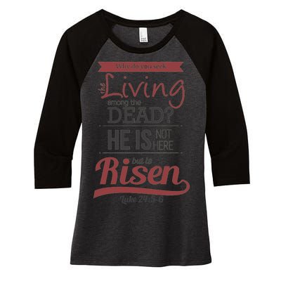 Seek Living Among Dead He Is Risen Jesus Women's Tri-Blend 3/4-Sleeve Raglan Shirt