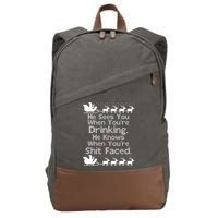 Sees You When You're Drinking Knows When You're Shit Faced Ugly Christmas Cotton Canvas Backpack