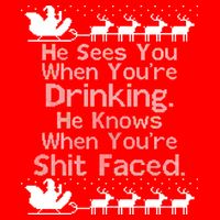 Sees You When You're Drinking Knows When You're Shit Faced Ugly Christmas Hoodie