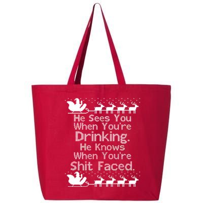 Sees You When You're Drinking Knows When You're Shit Faced Ugly Christmas 25L Jumbo Tote