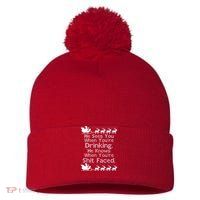 Sees You When You're Drinking Knows When You're Shit Faced Ugly Christmas Pom Pom 12in Knit Beanie