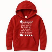 Sees You When You're Drinking Knows When You're Shit Faced Ugly Christmas Kids Hoodie