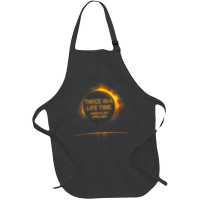 Solar Eclipse Funny Twice In Lifetime 2024 Solar Eclipse Full-Length Apron With Pockets