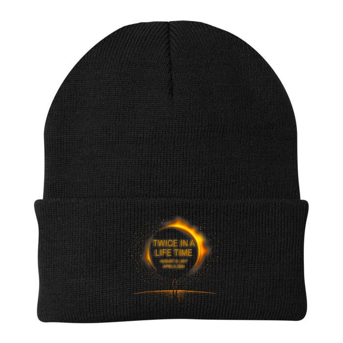 Solar Eclipse Funny Twice In Lifetime 2024 Solar Eclipse Knit Cap Winter Beanie