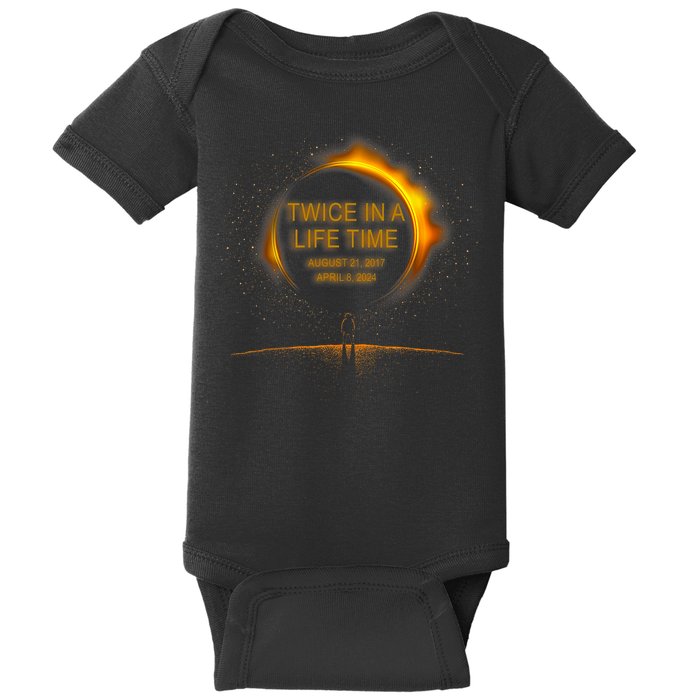 Solar Eclipse Funny Twice In Lifetime 2024 Solar Eclipse Baby Bodysuit
