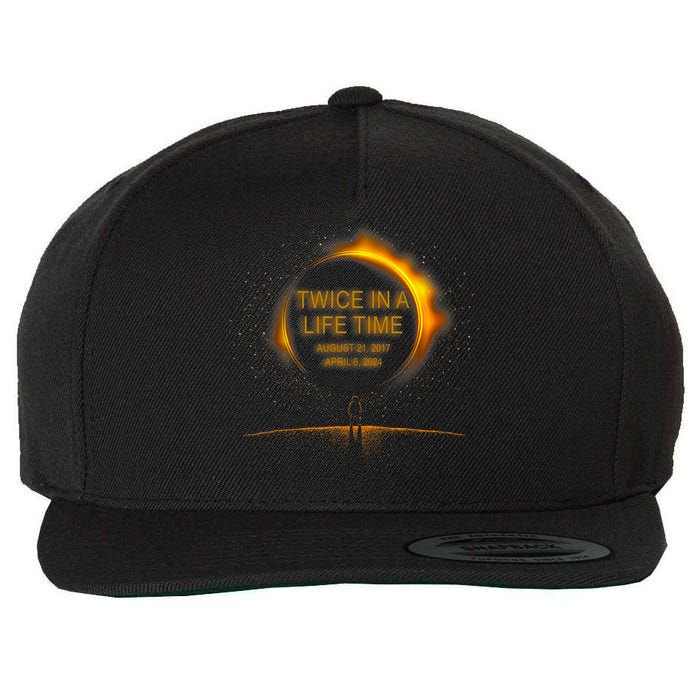 Solar Eclipse Funny Twice In Lifetime 2024 Solar Eclipse Wool Snapback Cap