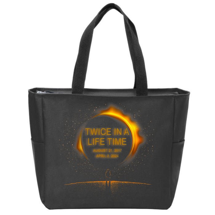 Solar Eclipse Funny Twice In Lifetime 2024 Solar Eclipse Zip Tote Bag