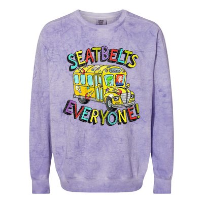 Seatbelts Everyone Funny Magic School Bus Driver Job Pride Colorblast Crewneck Sweatshirt