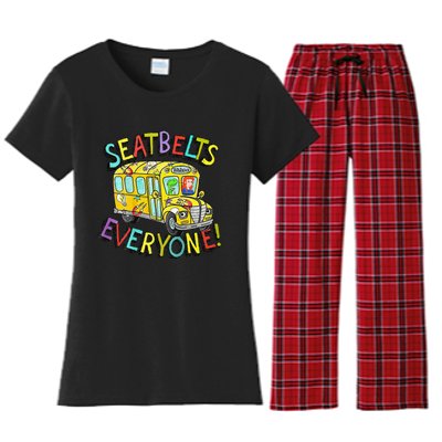 Seatbelts Everyone Funny Magic School Bus Driver Job Pride Women's Flannel Pajama Set