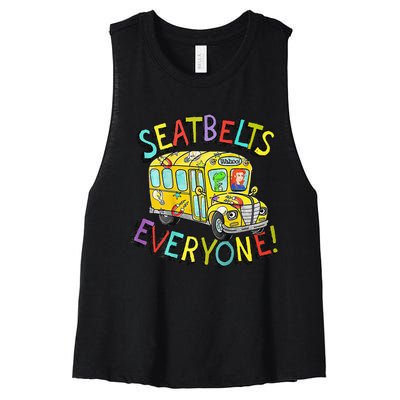 Seatbelts Everyone Funny Magic School Bus Driver Job Pride Women's Racerback Cropped Tank