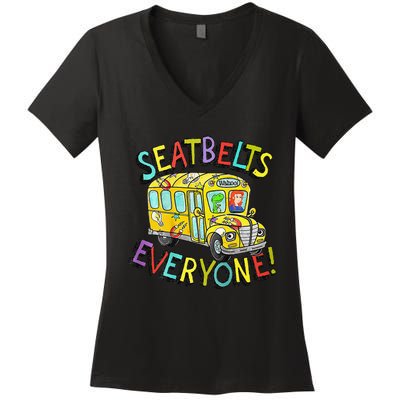 Seatbelts Everyone Funny Magic School Bus Driver Job Pride Women's V-Neck T-Shirt