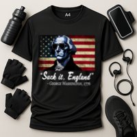 SUCKIT ENGLAND Funny 4th Of July George Washington 1776 Cooling Performance Crew T-Shirt