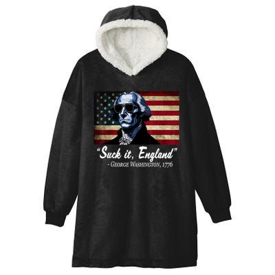 SUCKIT ENGLAND Funny 4th Of July George Washington 1776 Hooded Wearable Blanket