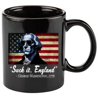 SUCKIT ENGLAND Funny 4th Of July George Washington 1776 11oz C Handle Ceramic Mug